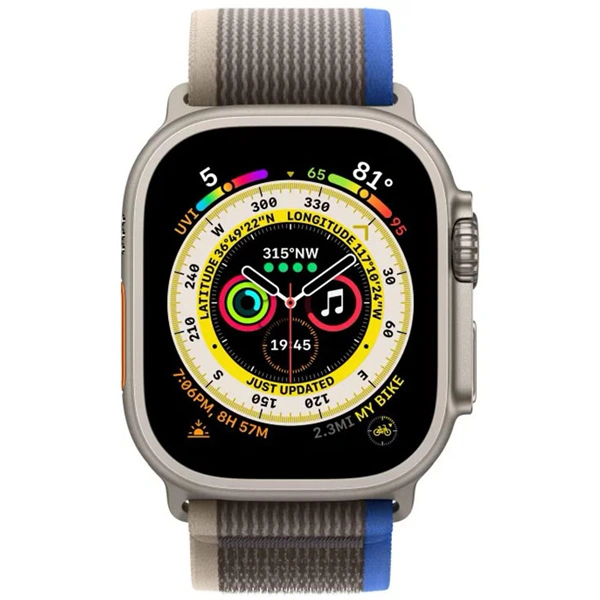 Смарт-часы Apple Watch Ultra GPS + Cellular 49mm Titanium Case with Blue Gray Trail Loop MQFV3GK/A - фото 2