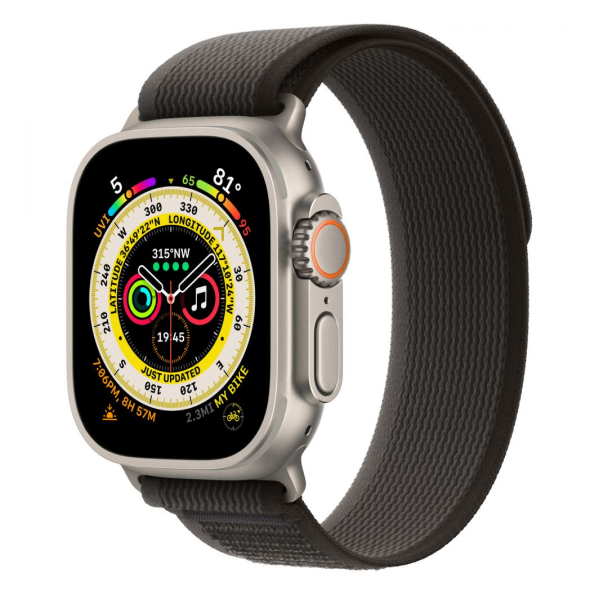 Apple смарт сағаты Watch Ultra GPS + Cellular 49mm Titanium Case with Black/Gray Trail Loop -S/M MQFW3GK/A