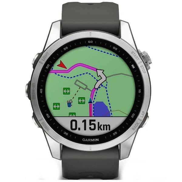 Смарт-часы Garmin Fenix 7S стальной, темносерый ремешок (010-02539-01) - фото 4