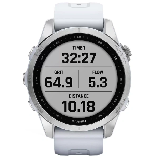 Смарт-часы Garmin Fenix 7S стальной, белый ремешок (010-02539-03) - фото 2