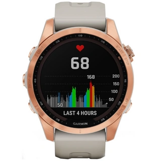 Смарт-часы Garmin Fenix 7S Solar розовое золото, песочный ремешок (010-02539-11)