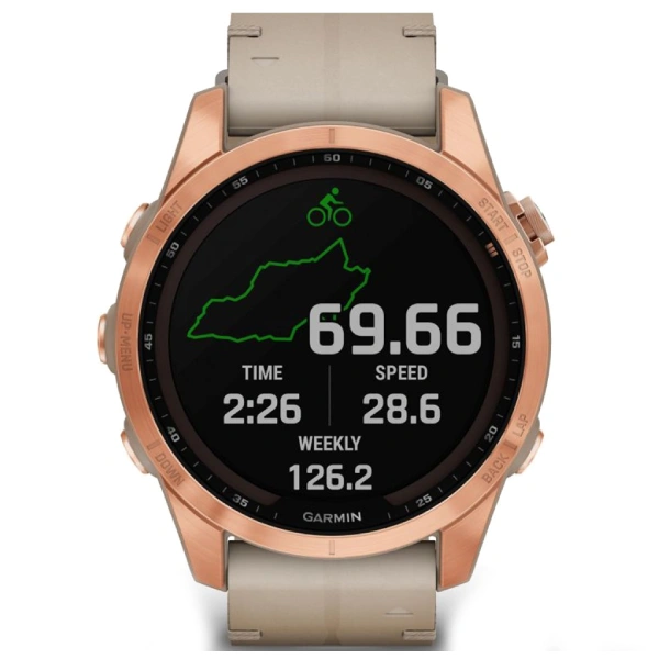 Смарт-часы Garmin Fenix 7S Sapph Solar титан "розовое золото", коженый ремешок (010-02539-35) - фото 4