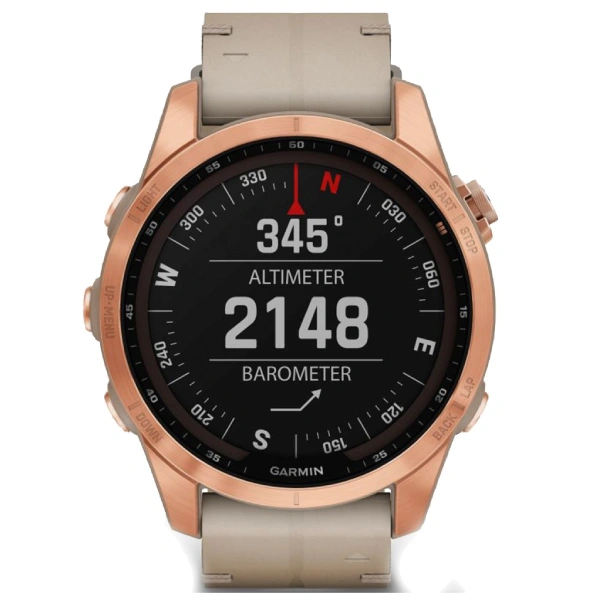 Смарт-часы Garmin Fenix 7S Sapph Solar титан "розовое золото", коженый ремешок (010-02539-35) - фото 3