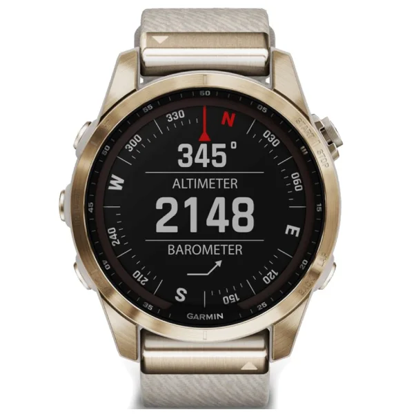 Смарт-часы Garmin Fenix 7S Sapphire Solar кремовое золото, кремовый ремешок (010-02539-39) - фото 8