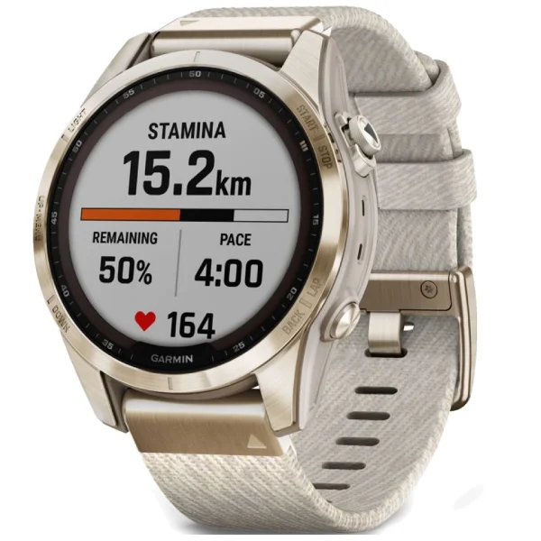 Смарт-часы Garmin Fenix 7S Sapphire Solar кремовое золото, кремовый ремешок (010-02539-39) - фото 5