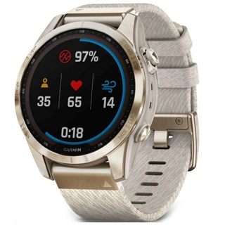 Смарт-часы Garmin Fenix 7S Sapphire Solar кремовое золото, кремовый ремешок (010-02539-39)