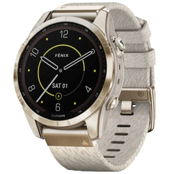 Смарт-часы Garmin Fenix 7S Sapphire Solar кремовое золото, кремовый ремешок (010-02539-39) - фото 2