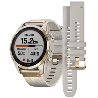 Смарт-часы Garmin Fenix 7S Sapphire Solar кремовое золото, кремовый ремешок (010-02539-39)