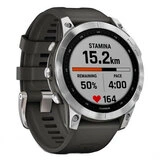 Смарт-часы Garmin Fenix 7 серебристый, графитовый ремешок (010-02540-01) - фото 3