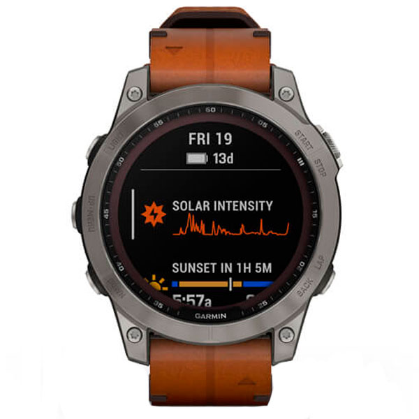 Смарт-часы Garmin Fenix 7 Sapph Solar титан, кожанный ремешок