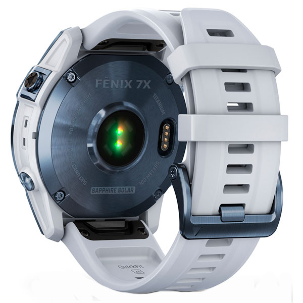 Смарт-часы Garmin Fenix 7X Sapphire Solar синий титан, белый ремешок