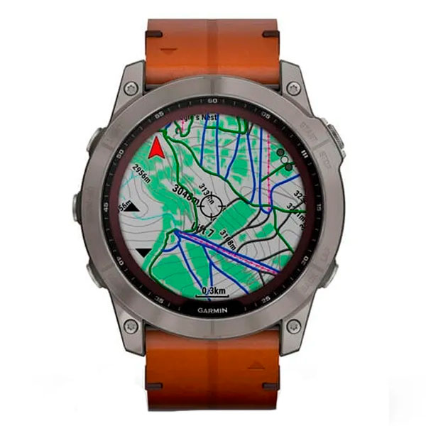 Смарт-часы Garmin Fenix 7X Sapphire Solar титан, кожанный ремешок