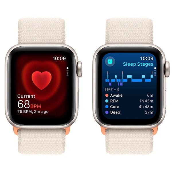 Смарт-часы Apple Watch SE GPS 40mm Starlight Aluminium Case with Starlight Sport Loop - фото 5