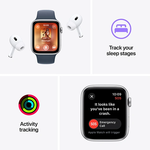 Apple смарт-сағаты Watch SE GPS 44mm Midnight Aluminium Case with Midnight Sport Band - S/M - фото 6