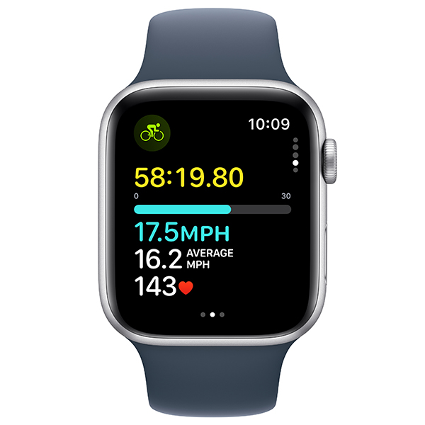 Смарт-часы Apple Watch SE GPS 44mm Silver Aluminium Case with Storm Blue Sport Band - S/M
