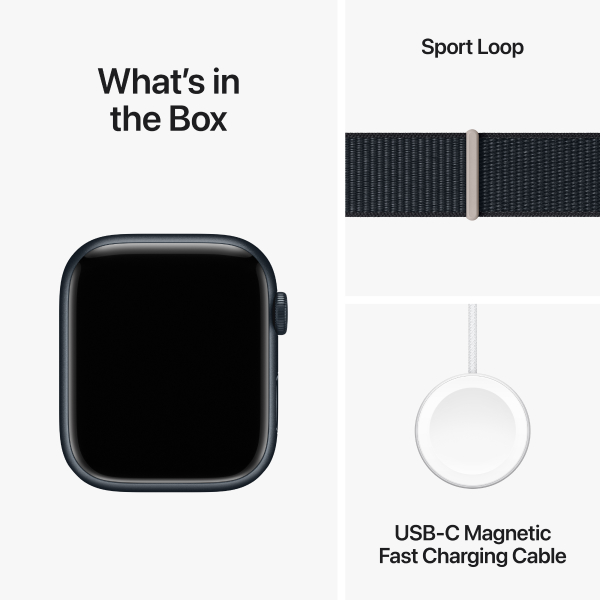 Apple смарт-сағаты Watch Series 9 GPS 45mm Midnight Aluminium Case with Midnight Sport Loop - фото 10
