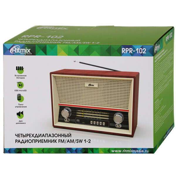 Портативный радиоприемник Ritmix RPR-102 Brown