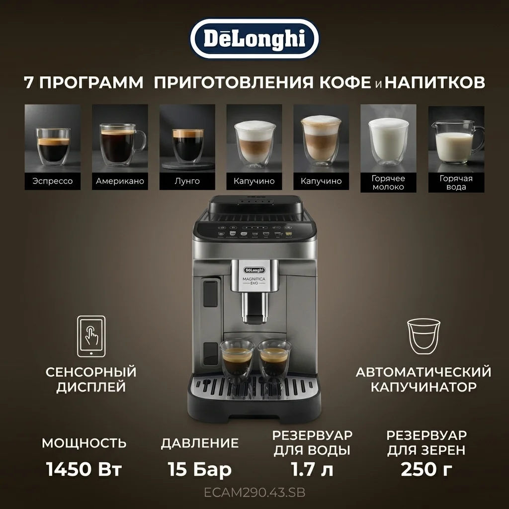 Кофемашина Delonghi ECAM290.83.TB - фото 4