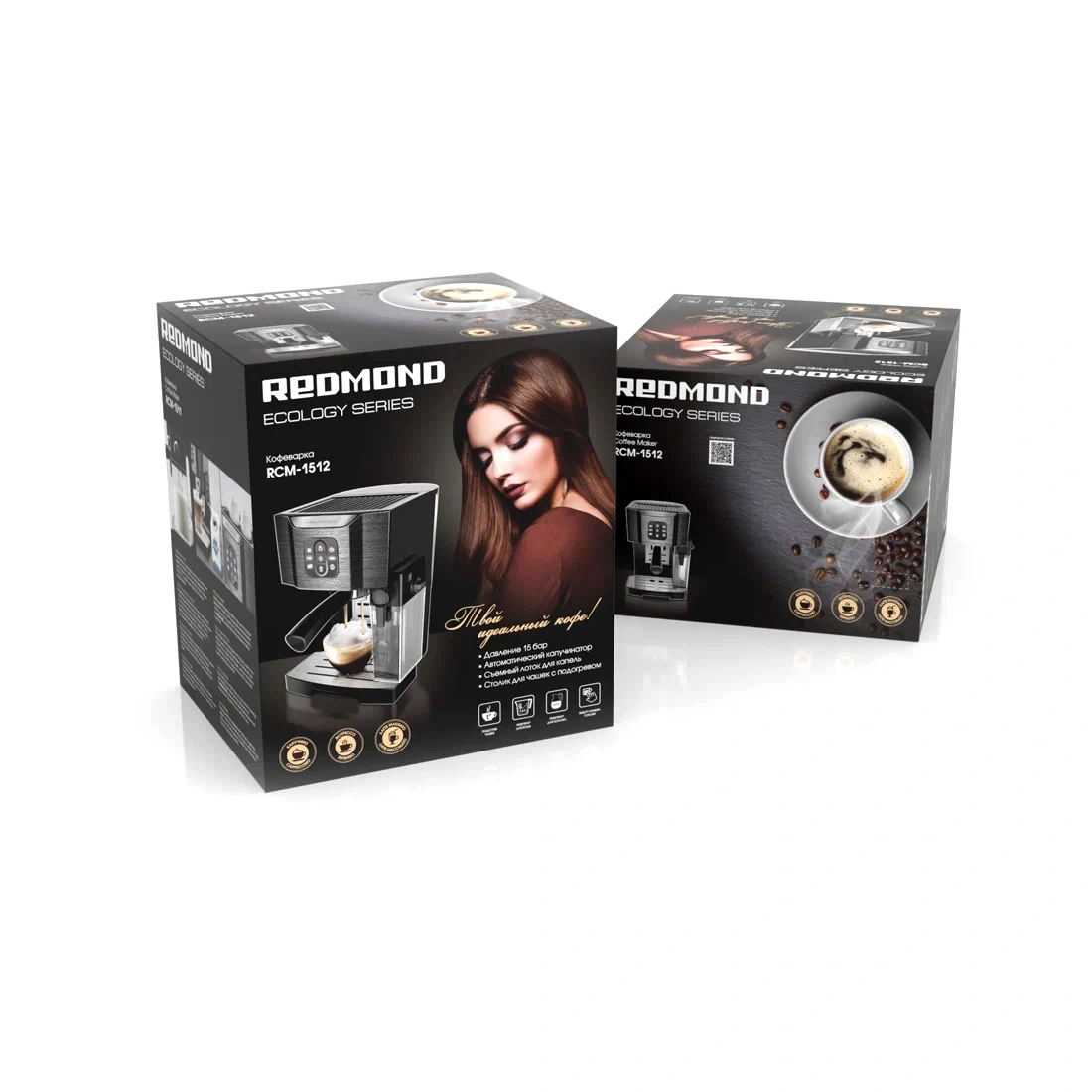 Кофеварка рожковая Redmond RCM-1512 Черный RCM-1512 - фото 2