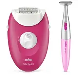 Эпилятор Braun Silk-epil 3-420, сухая эпиляция, с триммером для бикини и подсветкой, малиновый