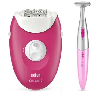 Эпилятор Braun Silk-epil 3-420, сухая эпиляция, с триммером для бикини и подсветкой, малиновый