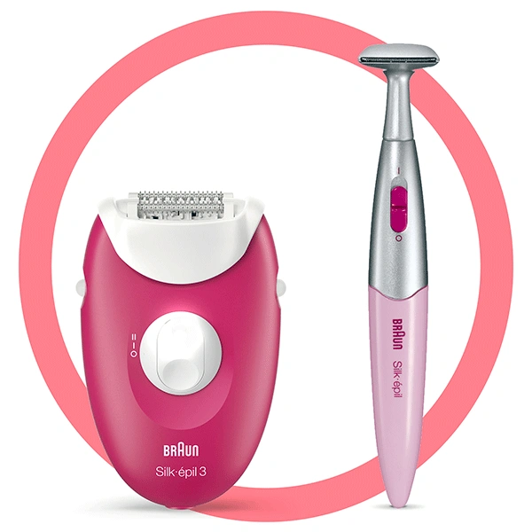 Эпилятор Braun Silk-epil 3-420, сухая эпиляция, с триммером для бикини и подсветкой, малиновый - фото 2