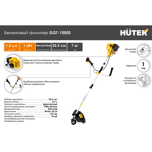Триммер бензиновый Huter GGT-1000S - фото 8