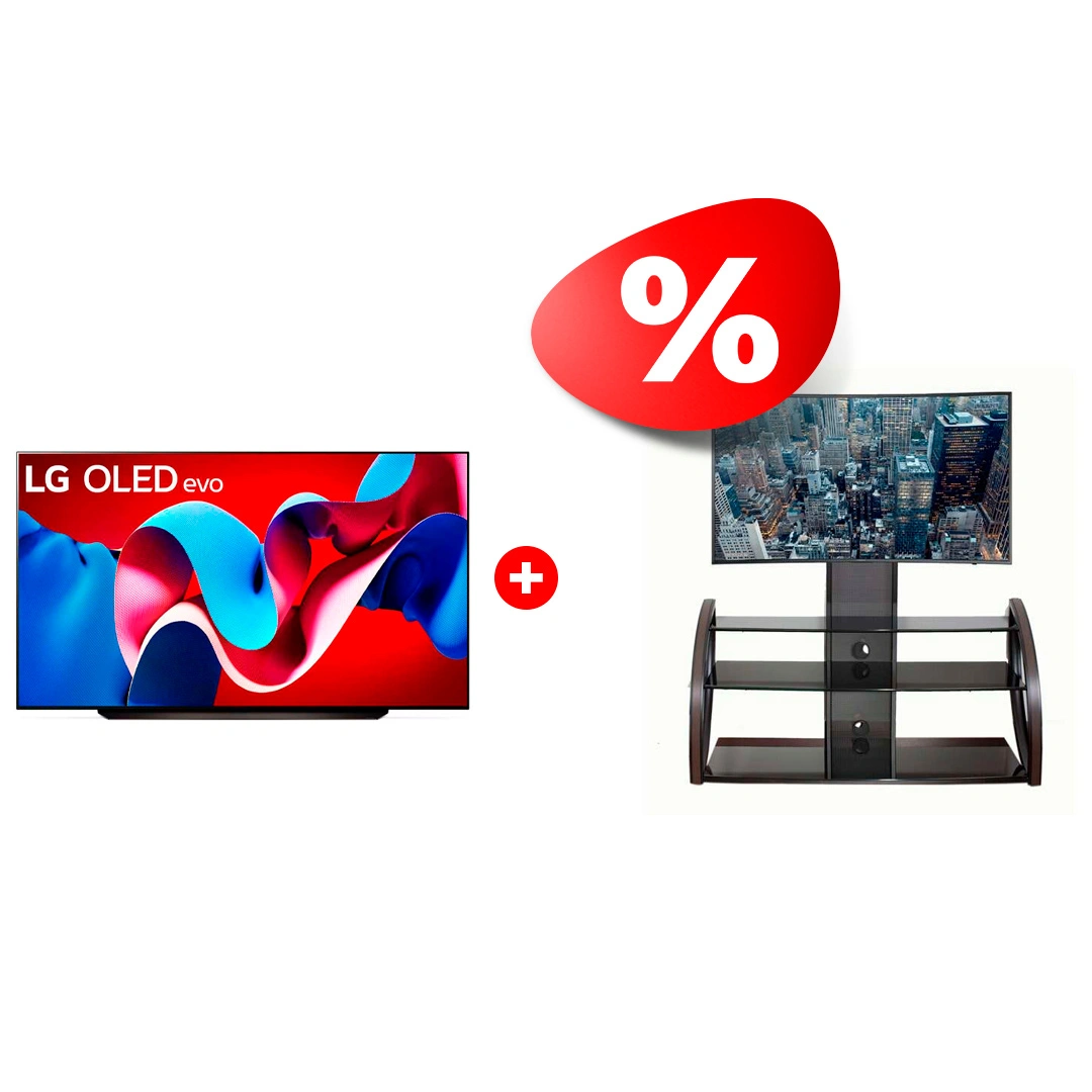 Комплект OLED телевизор LG OLED83C4RLA + ТВ тумба Mart Каскад 65″