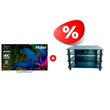 Комплект QLED телевизор Haier 75 S6 + ТВ тумба Стеклокомплекс ТV-SR 921/4