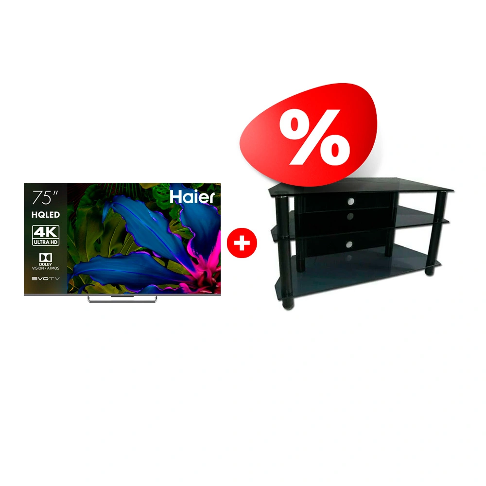 Комплект QLED телевизор Haier 75 S6 + ТВ тумба Стеклокомплекс ТV-SR 921/3 