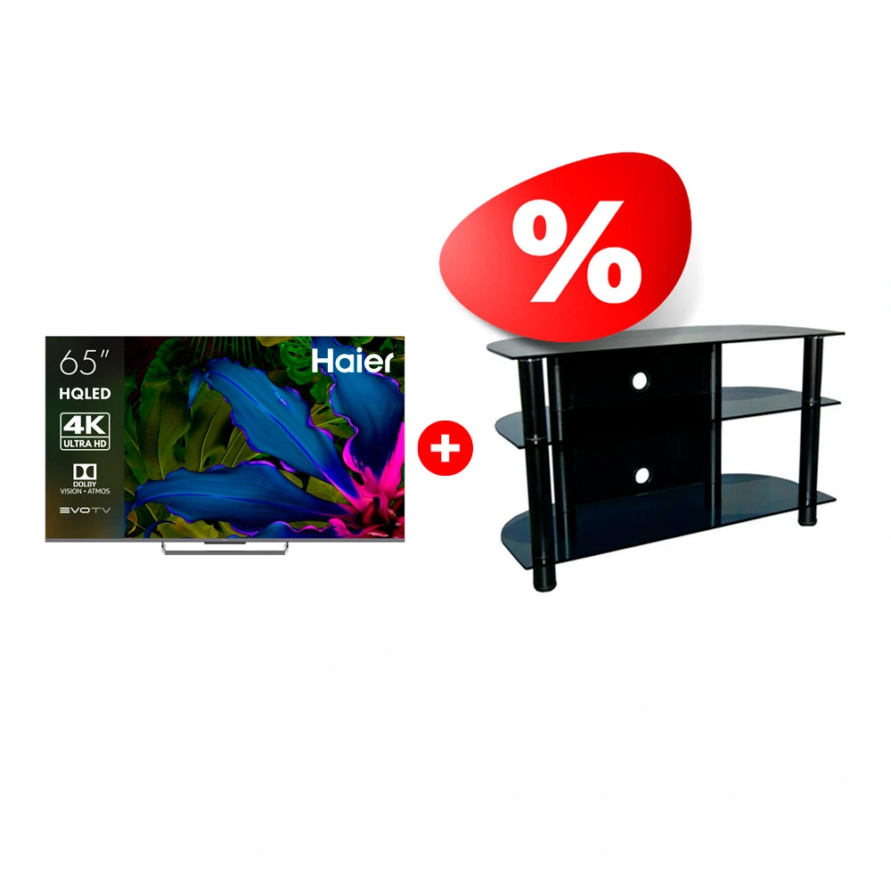 Комплект QLED телевизор Haier 65 S6 + ТВ тумба Стеклокомплекс ТV-SR 1000/3 