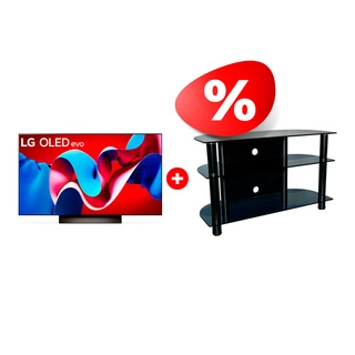 Жиынтық OLED телевизор LG OLED55C4RLA + Стеклокомплекс сөресі ТV-SR 1000/3 