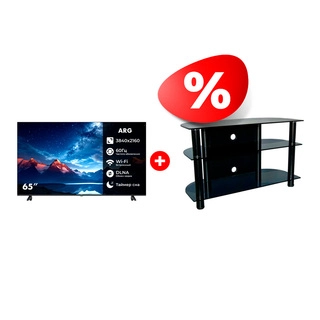Комплект LED телевизор ARG LD65D7500 + ТВ тумба Стеклокомплекс ТV-SR 1000/3 