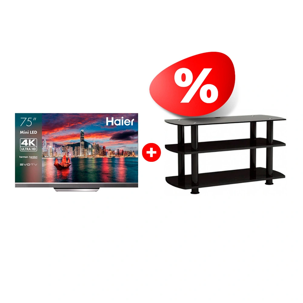 Комплект Телевизор Haier 75 Mini LED Pro + ТВ тумба ARG T3005 50″ 