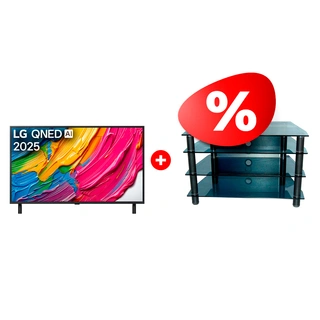 Жиынтық QNED теледидар LG 65QNED80A6A + Стеклокомплекс сөресі ТV-SR 921/4 