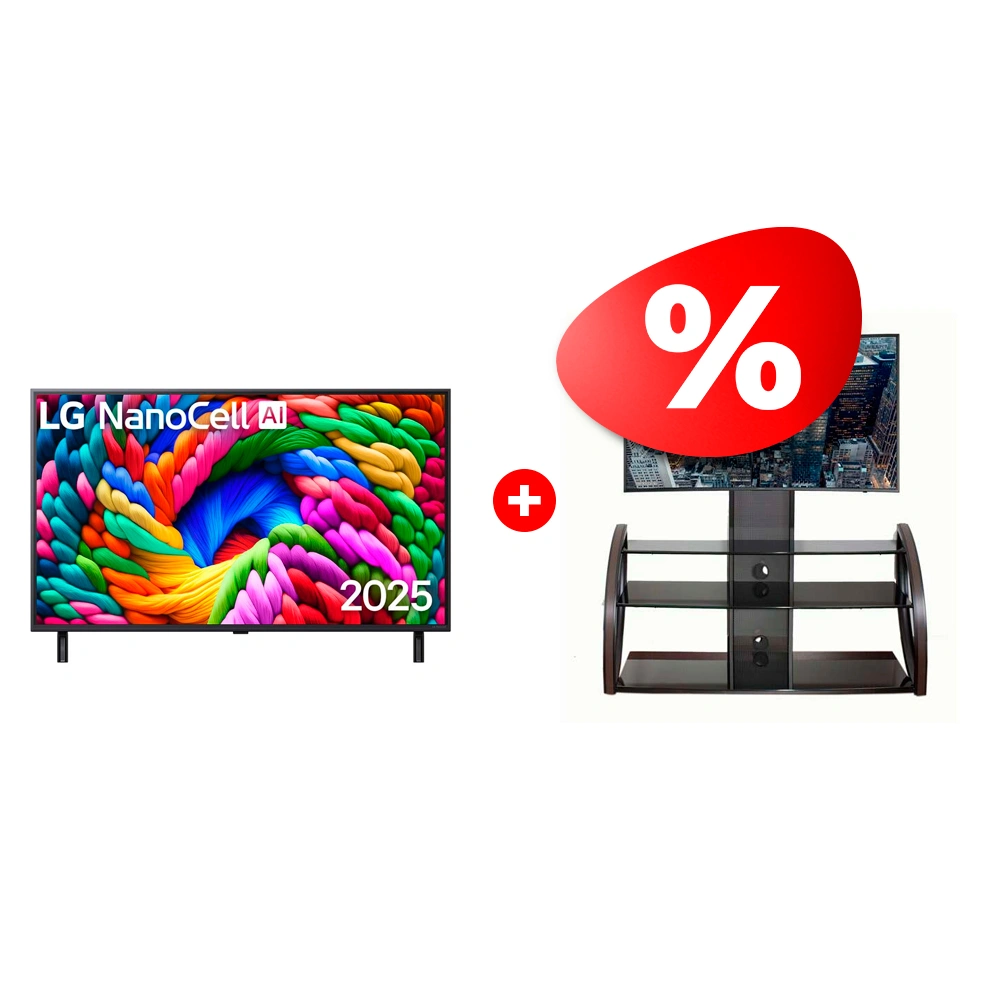 Комплект LED телевизор LG 65NANO90A6B + ТВ тумба Mart Каскад 65″ 