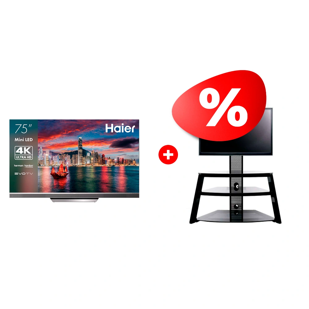 Жиынтық Haier теледидары 75 Mini LED Pro + Mart сөресі Кристалл К 65″ 