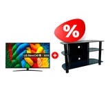 Жиынтық LED телевизор LG 65NANO81A6A + Стеклокомплекс сөресі ТV-SR 1000/3 