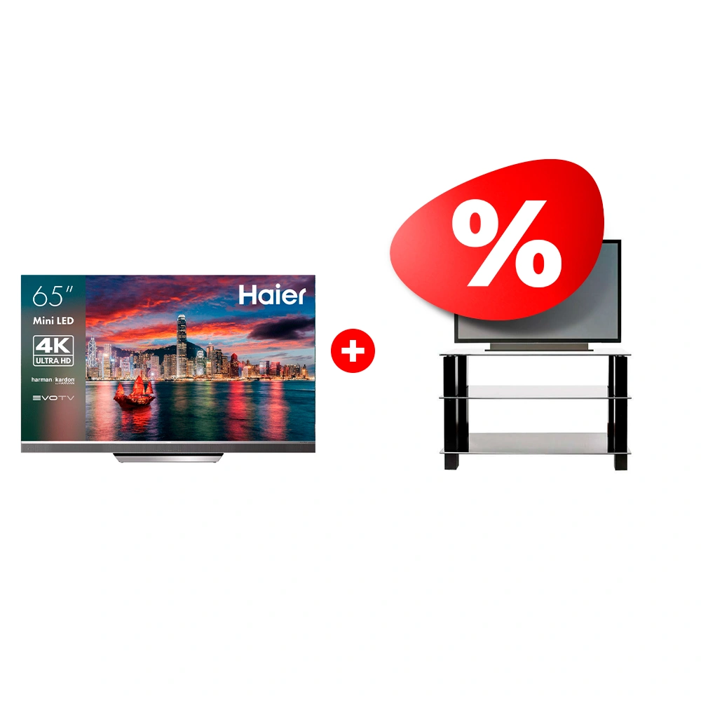 Жиынтық Haier теледидары 65 Mini LED Pro + Mart сөресі Эдельвейс 42″ 