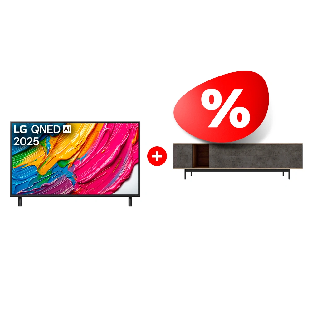 Жиынтық QNED теледидары LG 75QNED80A6A + Mart сөресі Агат 1800 85″ 