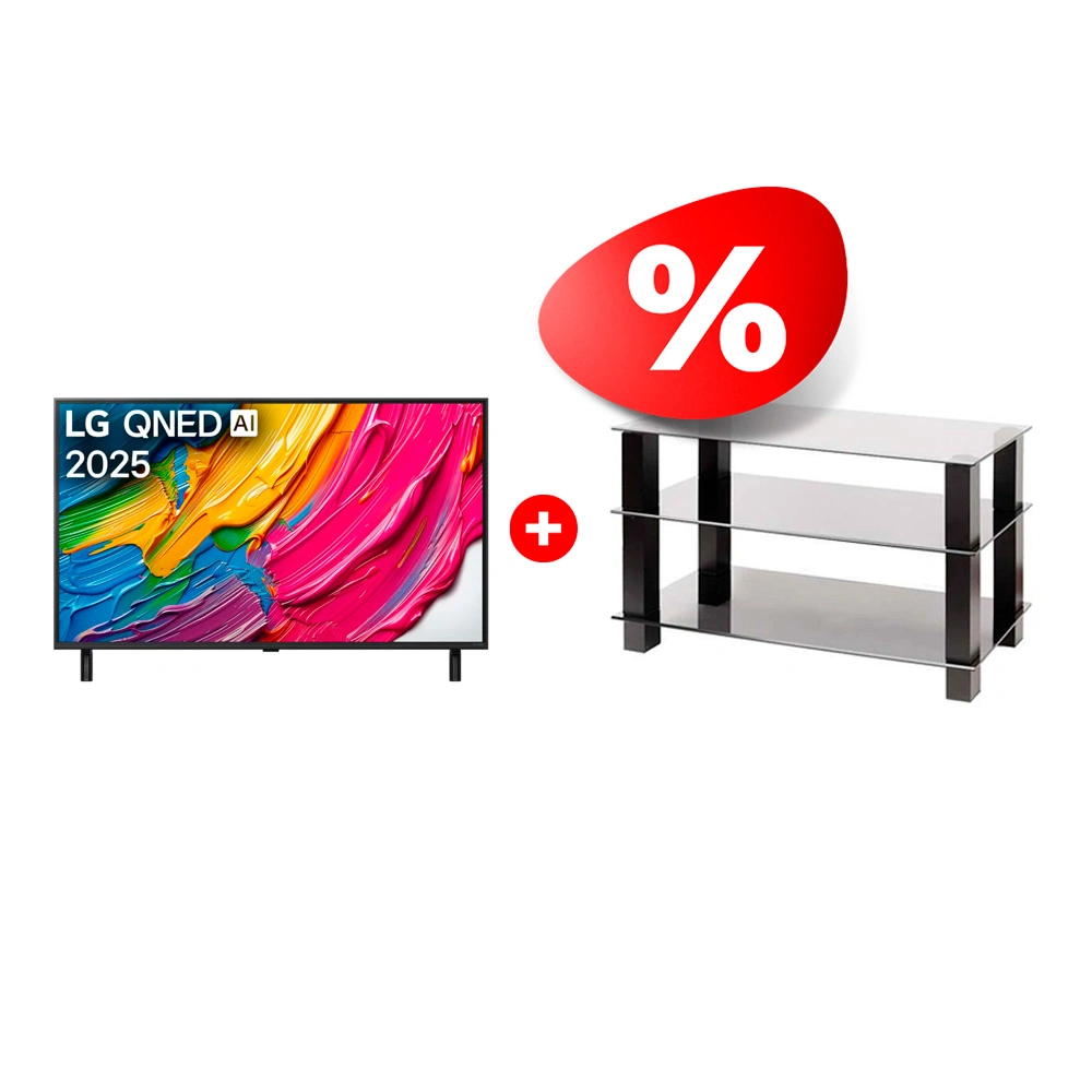 Жиынтық QNED теледидары LG 86QNED80A6A + Mart сөресі Эдельвейс 42″ 