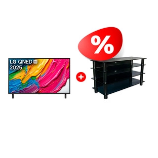 Жиынтық QNED теледидар LG 65QNED80A6A + Стеклокомплекс сөресі ТV-SR 920/4 