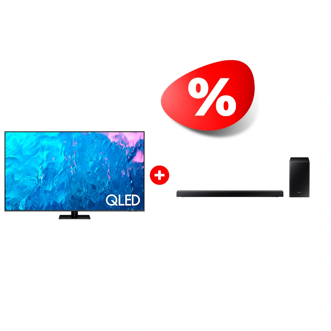 Комплект  QLED TV Samsung QE85Q70CAUXCE + Саундбар Samsung HW-R650/RU