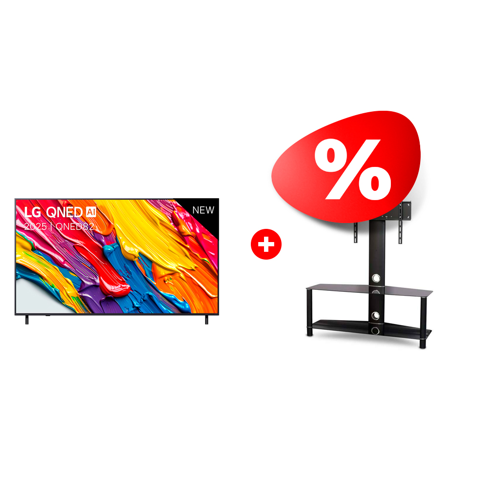 Комплект QNED телевизор LG 75QNED82A6B + ТВ тумба Mart Аврора 42″ 