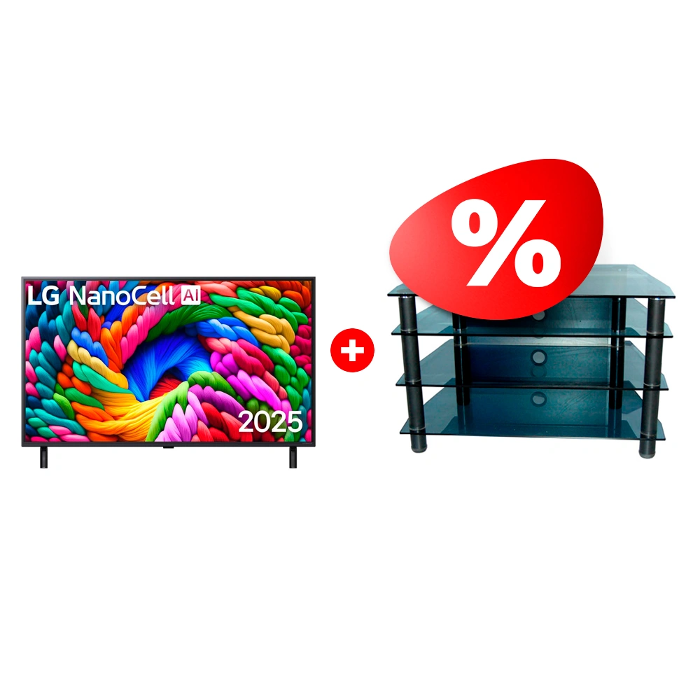 Комплект LED телевизор LG 75NANO90A6B + ТВ тумба Стеклокомплекс ТV-SR 921/4 