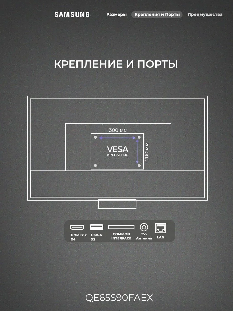 OLED телевизор Samsung QE65S90FAEXCE - фото 4