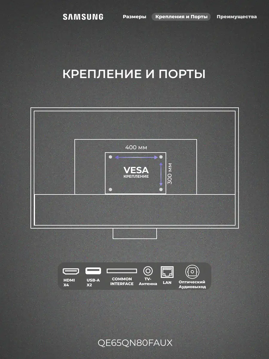 Samsung Neo QLED теледидары QE65QN80FAUXCE - фото 4