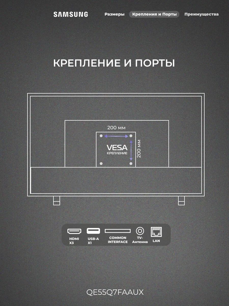 QLED телевизор Samsung QE55Q7FAAUXCE - фото 4