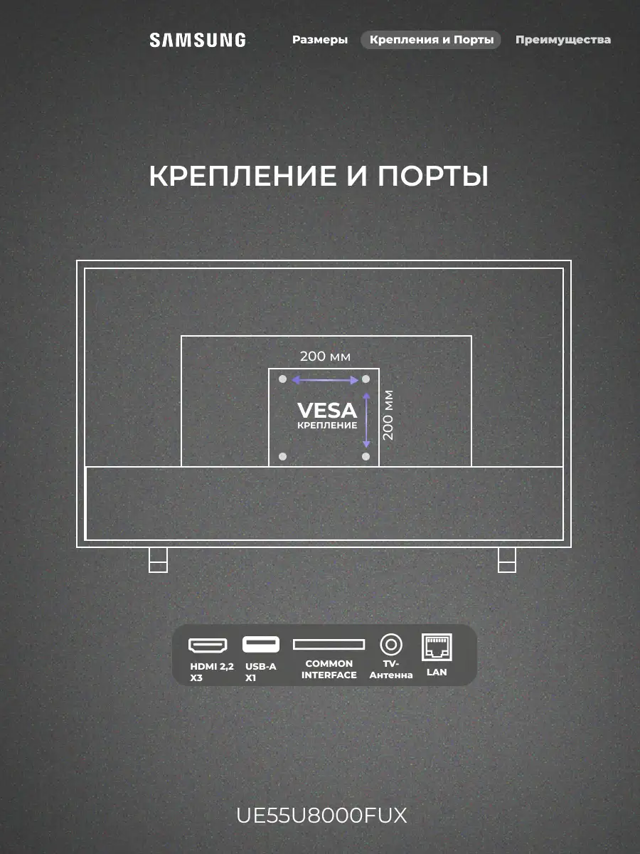 LED телевизор Samsung UE55U8000FUXCE - фото 4