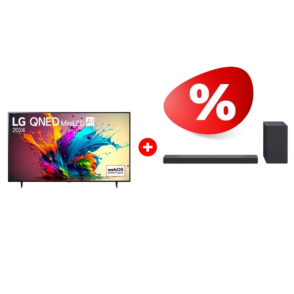 Комплект QNED телевизор LG 75QNED92A6A + Саундбар LG SC9S 